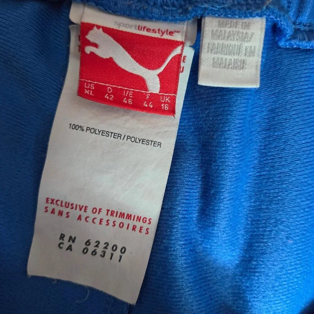 Y2K Puma Track Pants Womens XL Blue White Stripe 2000s Athleisure Activewear - Picture 11 of 12